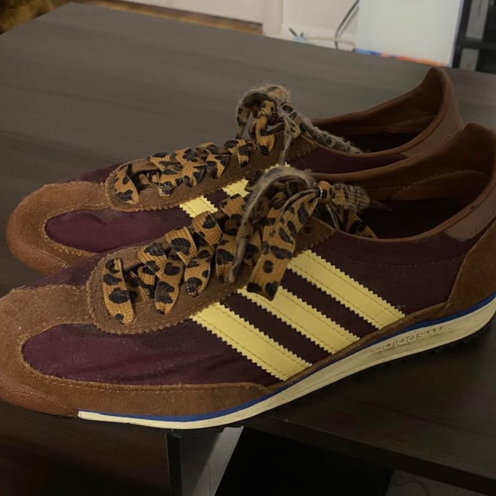 Adidas Brown and Cream Vintage Sneakers